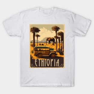 Ethiopia Safari Vintage Travel Art Poster T-Shirt